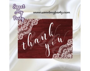 Rustic Wedding Thank You card,Vintage Lace Wedding Thank you card,(017w)